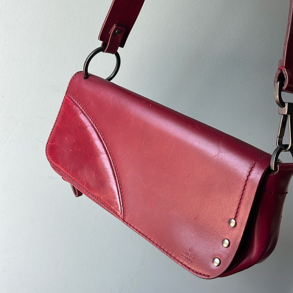 Rare VTG Gucci Limited Leather Baguette Long Style Bag - Picture 12 of 17